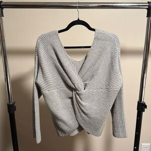 ASTR Grey Twist Back Sweater